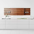 Modern Kitchen Interior Featuring White Base Cabinets Wooden Upper Storage And Smooth Countertop 3d model