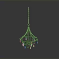 Elegant Modern Hanging Chandelier With Chain And Illuminated Light Bulbs