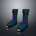 Blue Protective Work Boots With Purple Laces And Durable Soles For Daily Use