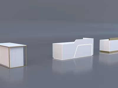 Various Styles Modern White Reception Desks With Smooth Surface And Metal Frame 3d model