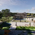 Chinese style square wide view 3d model