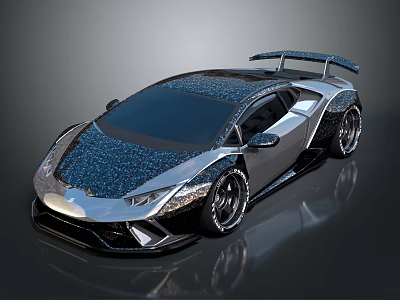 Luxury Sports Car With Sleek Design Shiny Metallic Body Rear Spoiler And Alloy Wheels 3d model