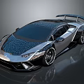 Luxury Sports Car With Sleek Design Shiny Metallic Body Rear Spoiler And Alloy Wheels