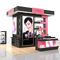 LUXE NOVA Mall Counter Featuring Modern Design Display Shelves Cosmetics Products And Large Billboard