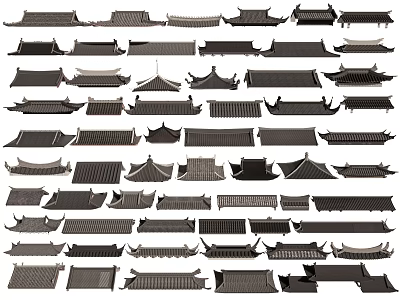Traditional Architectural Roof Components Featuring Various Different Classic Styles And Designs 3d model
