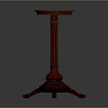 Classic Style Two Wooden Stools with Cylindrical Columns and Round Tops on Dark Bases