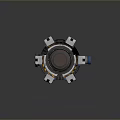 Futuristic Mechanical Weapon Design With Rotating Turret And Blue Orange Components