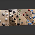 Indoor Rock Climbing Wall With Colorful Grip Holds And Wooden Panel Fitness Equipment