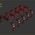 Futuristic Mechanical Character And Biomechanical Creature With Multi Legged Design And Metallic Red Accents