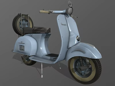 Light Blue Vintage Scooter With Classic Design Black Seat And Round Headlight 3d model