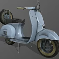 Light Blue Vintage Scooter With Classic Design Black Seat And Round Headlight