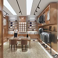 LISHEN Clothing Store Exterior Featuring Wooden Walls Glass Doors and White Suit in Display Case