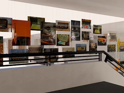 Hanging Art Posters With Diverse Contents And Colors In Modern Interior 3d model