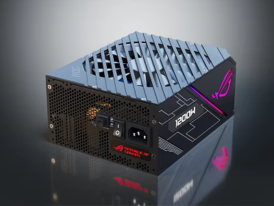 ROG 1200W Computer Power Supply With Ventilated Grille Cooling Fan And Sleek Design 3d model