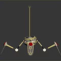 Multi Legged Metallic Mechanical Creature With Red Leg Details And Circular Central Part 3d model