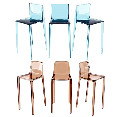 Transparent Bar Stools In Blue And Brown Modern Stylish Design For Home Decor 3d model