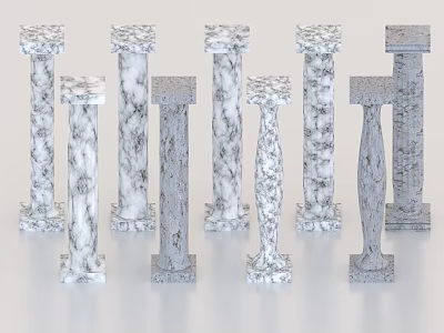 Marble Columns With Various Designs And Textures For Interior Decoration Projects 3d model