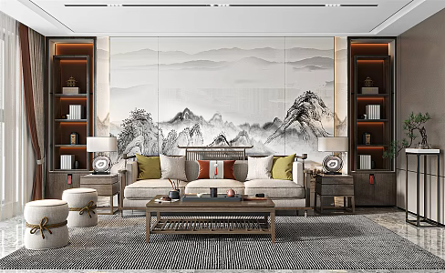 New Chinese Living Room 3d model