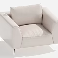 Beige Leather Single Sofa With Modern Design Comfortable Armrest And Metal Legs 3d model