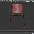 Bar Stool with Wooden Backrest and Seat Metal Frame and Attached Tabletop