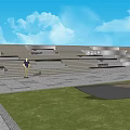Outdoor Seaview Stairs With Stone Slabs Grass And Open Blue Sky Landscape