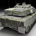 Modern Military Armored Tank With Camouflage Coating And Cannon Turret