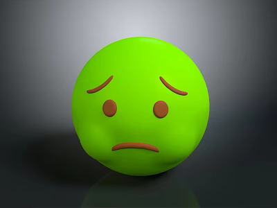 Green Sad Face Emoji Ball Soft Decorative Household Toy Item 3d model