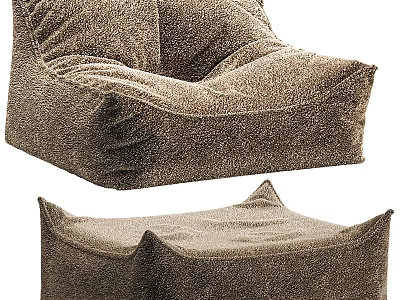 Plush Brown Velvet Ottoman Pouf for Cozy Living Room Home Seating Furniture 3d model