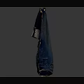 Blue Denim Jeans Hanging On Hanger With Flap Pockets And Casual Design