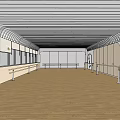 Spacious Dance Studio With Wooden Floor Large Windows And Ballet Barres For Fitness Training