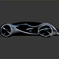 Futuristic Black And Blue Concept Car With Streamlined Design And Large Wheels