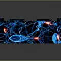 Deep Blue Cosmic Background With Radiant Spiral Patterns And Circuit Board Floor For Space Technology