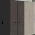 Modern Wardrobe Doors With Wood And Gray Panels Metal Handles In Bright Room