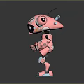 Cute Pink Robot Character With Humanoid Bio Mechanical Design 2023 Antenna And