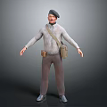 Game Movie Character Wearing Beret White Shirt Striped Pants And Crossbody Bag