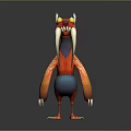 Fantasy Creature Character With Horns Tusks Orange Blue Body And Decorative Patterns