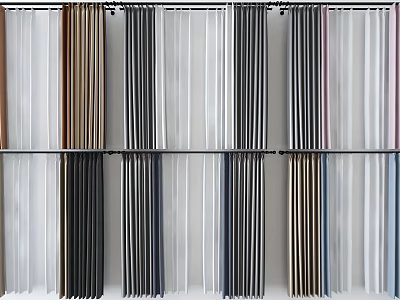 Various Colored Curtains for Home Window Decor and Interior Design 3d model