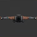 Male Sci Fi Character With Black Outfit Blue Accents And Arm Guards Standing Pose