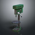 Vintage Green Drill Press Machine With Adjustable Worktable And Sturdy Metal Base For Workshop Use 3d model