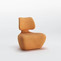 Modern Orange Suede Leisure Chair With Unique Curved Design And Sleek Lines