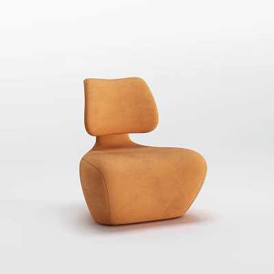 Modern Orange Suede Leisure Chair With Unique Curved Design And Sleek Lines 3d model