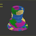 Car Tires Stacked in Pyramid Shape with Various Sizes and Worn Tread Patterns
