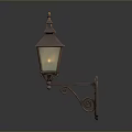 Copper Wall Lamp With Decorative Metal Bracket And Square Illuminated Lampshade