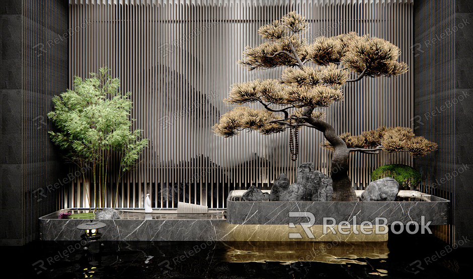 New Chinese style landscape sketch landscape wall waterscape model