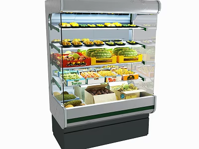 Commercial Refrigerated Display Case With Multiple Layers For Fresh Fruits And Vegetables 3d model