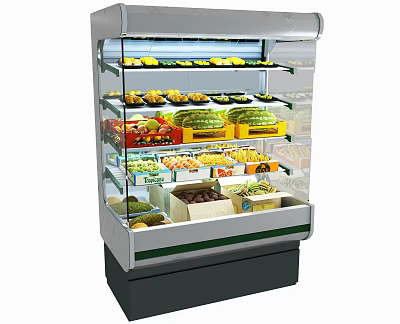 Commercial Refrigerated Display Case With Multiple Layers For Fresh Fruits And Vegetables 3d model