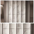 Modern Minimalist Background Wall Design With Circular Glass Panels And Wooden Frames