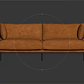 Orange Modern Two-Seater Sofa with Smooth Leather Surface and Black Legs in Interior