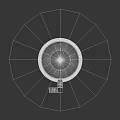 Circular Helipad Structure With Yellow H Symbol Red Lights Stairs And Concrete Base