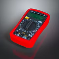 Red Digital Multimeter With Clear Display And Dial Control For Electrical Testing